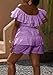 LAJIOJIO Romper for Women Sexy Off the Shoulder Ruffle Hem Pleated Short Jumpsuits