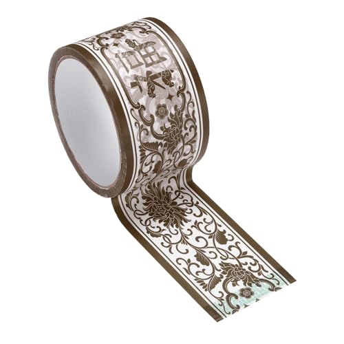 Cinta Washi Chinoiserie flores marrón caléndula pegatina bordes tablero anuncios PATIKIL DIY