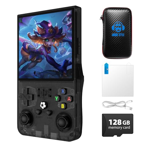 R36MAX Retro Games Console, 128GB Handheld Games Consoles with 22000+ Classic Games, 4 Inch IPS 720×720 Screen All in One Portable Gaming Console, Linux System 4000mAh Battery for Adults, Black