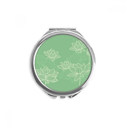 Miroir rond maquillage de poche pour rester fraîche en voyage avec le motif lotus floral