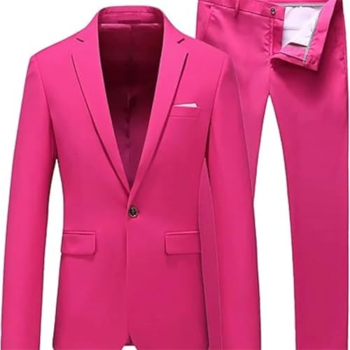 Men's Slim 2-Piece Tuxedo Set - One Button Blazer Vest Pants | Solid Prom Wedding Formal2