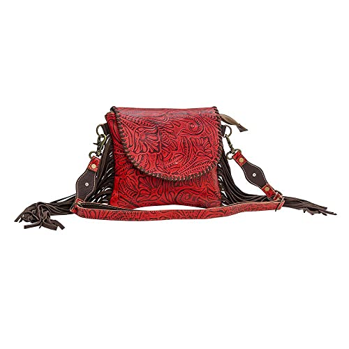 Myra Bag Western Leather Crossbody Bag for Women - Upcycled Canvas Shoulder Bag with Tassels Trameline2