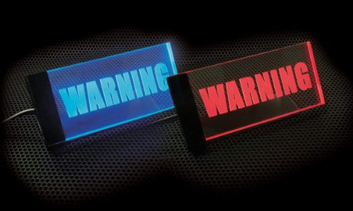 セキュリティスキャナー　青LED カーセキュリティ アクリルLEDスキャナー WARNINGロゴ 青色