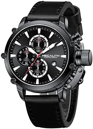 MEGALITH Mens Watch Chronograph 46mm, Large Face Watches for Men Waterproof Designer Analogue Wrist Watches Quartz Luminous Watch with Date, Gift for Men