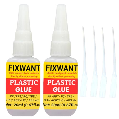 FIXWANT PP/PPT/PC/TPE/TPU/Acrylic/ABS Electronic Components Metal Adhesive Fast Instant Super Glue for Plastic 20ml (0.67fl.oz) (2)