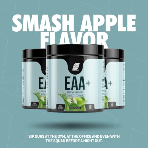 Image of Sparkfusion 8500 mg Eaa+ & 6000mg Bcaa (300 gm) Essential Amino Acids | Pre /Intra Workout and Muscle Growth & Recovery | All 9 Essential Amino Acid EAA Powder (Smash Apple)