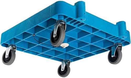 Carlisle FoodService Products E-Z Glide Warewashing Rack Dolly Dishwashing Rack Dolly with Drain for Kitchen and Restaurants, Plastic, 22.5 x 22.5 x 8 Inches, Blue