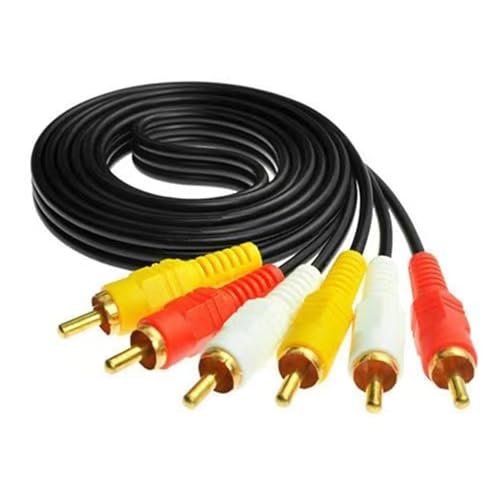 RCA Cable 5 Feet AV Cable 3 RCA Male to 3 RCA Male Composite AV Cable Gold Plated Audio Video Cable for Home Theater TV DVD Player VCR Yellow/White/red connectors