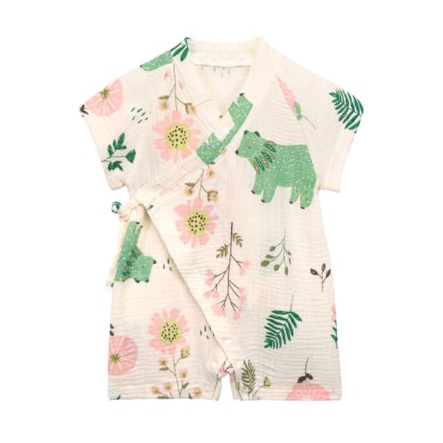 Image of Infant Kimono Robe Newborn Cotton Yarn Robe Baby Romper
