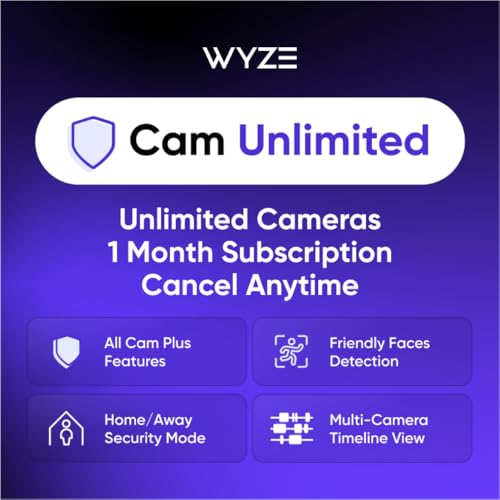 Wyze Security Plan - Cam Unlimited | Unlimited Cameras | 1 Month Subscription. Full AI features |...