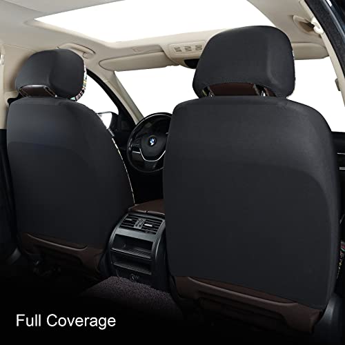 Akauto Baja Saddle Blanket Car Seat Covers Front Pair With Seat Belt Pads And Steering Wheel Cover, Universal Colorful Striped Woven Interior Cover For Sedan, Suv, Truck, Airbag Compatible #TOP3