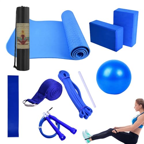 Juego de esterilla de yoga, esterilla de ejercicio con pelota de yoga, incluye banda de resistencia, banda elástica, equipo de ejercicio para pilates y fitness