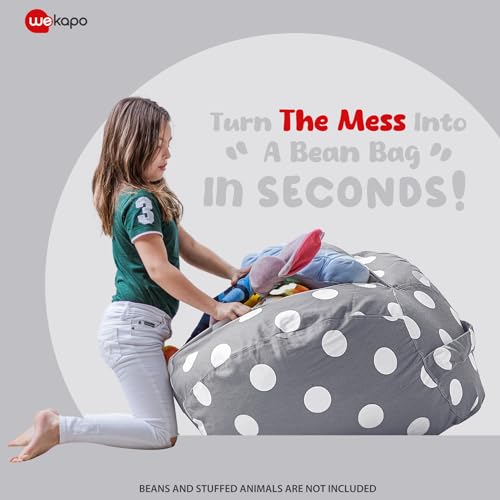 image for WEKAPO Stuffed Animal Storage Bean Bag Chair Cover for Kids | Stuffabl