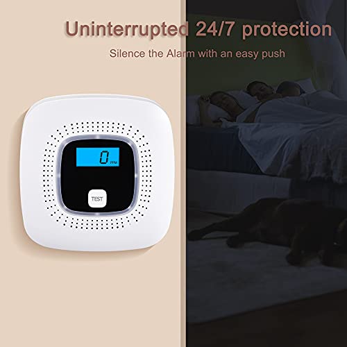 Scondaor Koolmonoxide-alarmdetector met digitaal display, CO-alarmdetector met test/stilte en CO-piekgeheugen… - Afbeelding 4