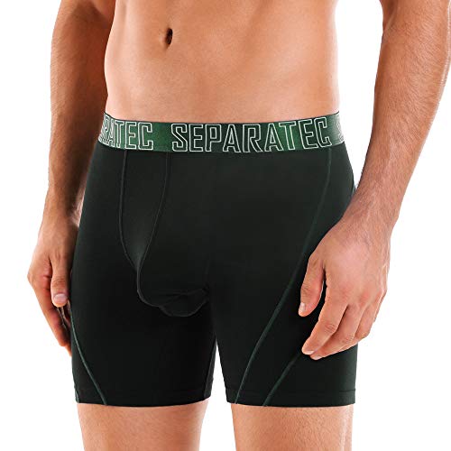 Separatec Bamboo Men's Underwear Classic Soft Breathable Boxer Briefs With Dual Pouch Design In 3 Or 6 Pack(Xl,Black) #TOP1