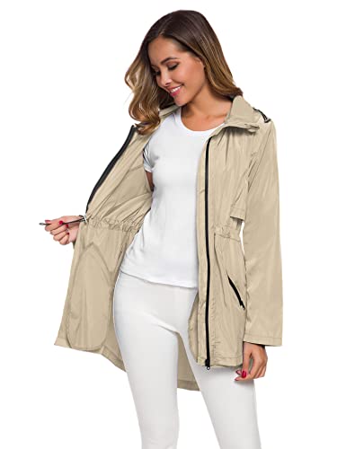 Avoogue Casual Rain Jacket Womens Hooded Raincoat Women Waterproof Rain Slicker Packable #TOP3