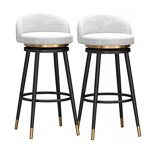 Tabourets de bar pivotants haut de gamme en velours blanc et dossier design lot de 4 chaises