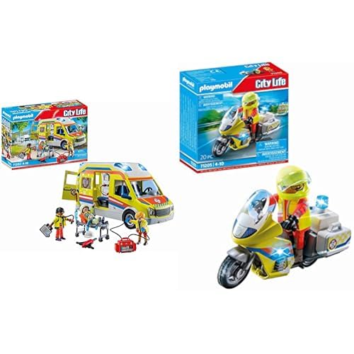 PLAYMOBIL City Life 71202 Ambulancia con luz y Sonido, Juguete