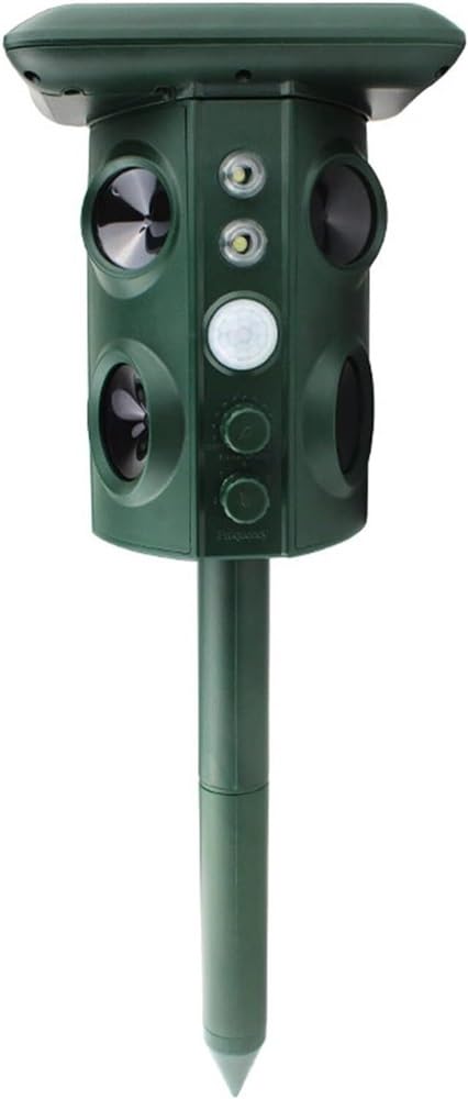 Repellente a ultrasuoni per esterni, con sensore PIR, repellente per animali da giardino, tiene lontani topi, uccelli, gatti, cani e pipistrelli