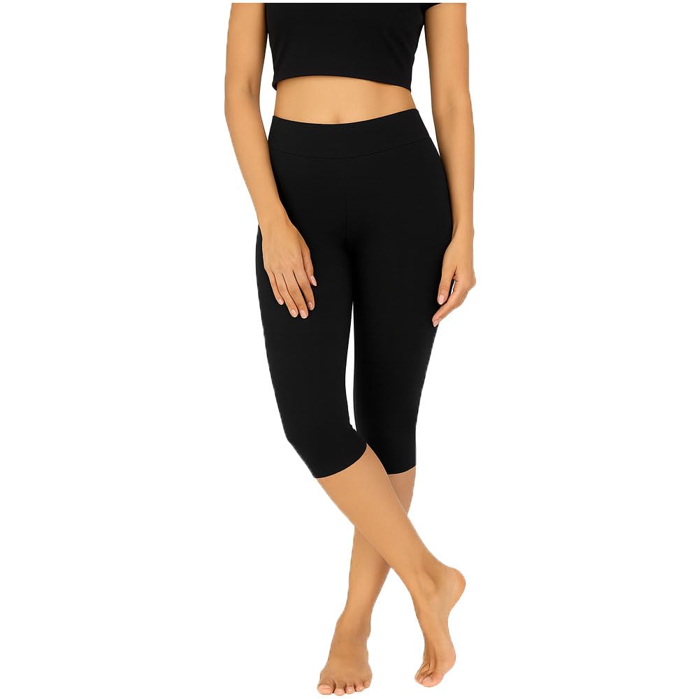 Womens Stylish Casual 3/4th Capri for Girls Black Single Pack-picture-15
