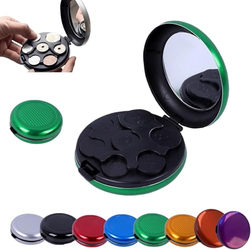 Münz-Organizer, tragbarer Mini-Münzspender mit Spiegel, Hartschalenkoffer, kleiner Geldsortierer, Münzhalter für Sammler, platzsparender Taschen-Münzaufbewahrungs-Organizer, Münzhalter fürs Auto(Green