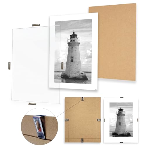 Miniatura 8 de Pack X4 - 10x15 Cm Marco Clip De Cristal - Portafoto Sin Marco - Soporte Para Fotos, Diplomas Y Certificados - Cristal Con Cantos Pulidos - Incluye Peana Para Ponerlo De Pie Y Colgadores De Pared
