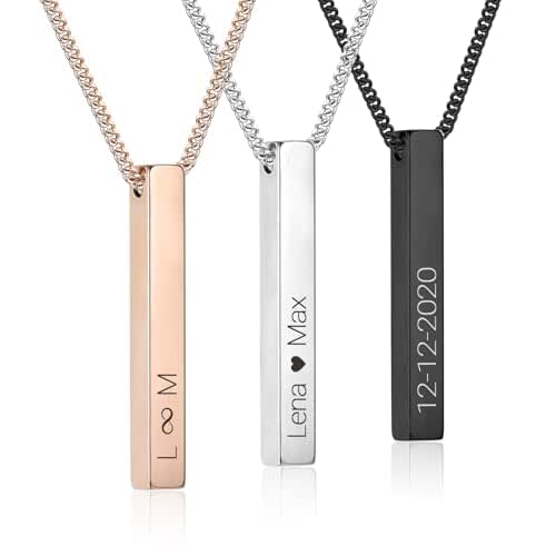 TMT Couple Necklace with Engraving for Men or Women | Personalised Necklace with Name Ideal Gift for Couples | Partner Necklaces for Him and Her Engraved with Date, Heart, Infinity Symbol - View 2