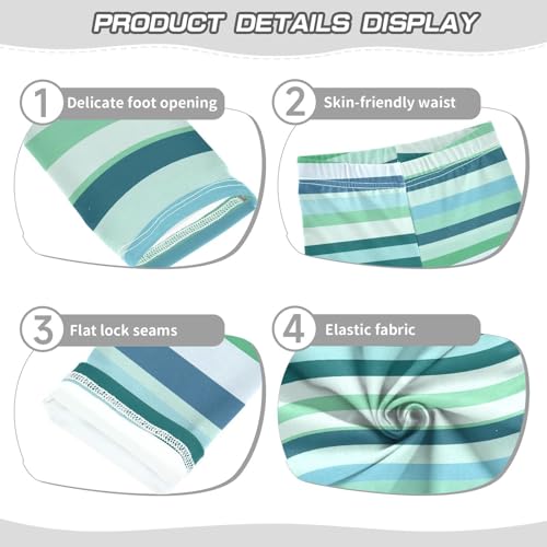 ALAZA Girls' Leggings Children's Yoga Pants Skinny Printed Dance Blue Green Stripe Comfortable 4T2