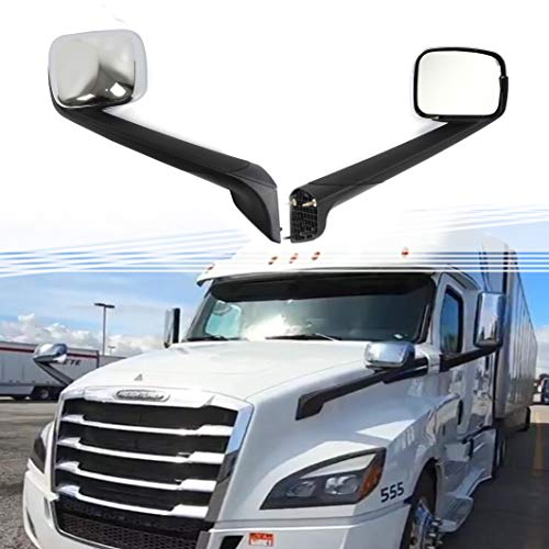 Chrome Pair Hood Mirrors Kit Driver and Passenger Sides Compatible with 2018+ Freightliner Cascadia