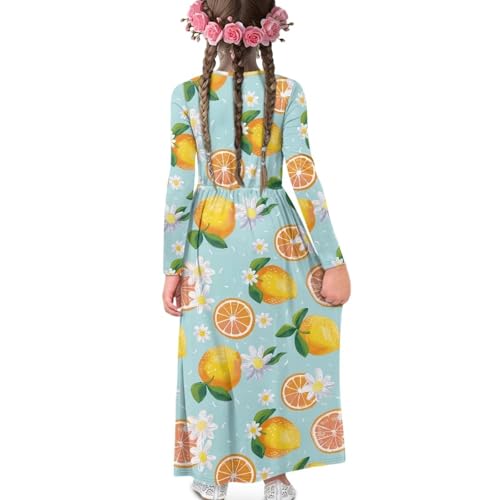 Girl's Long Sleeve Maxi Dress Loose Casual Holiday Party Dresses Long Maxi Dress with Pockets for 4-12 Years Girls2