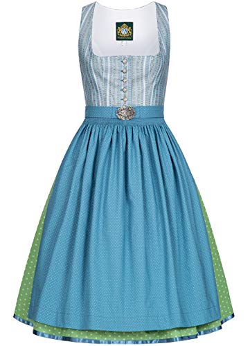 Hammerschmid Damen Trachten-Mode Midi Dirndl Pillersee in Blau traditionell, Größe:34, Farbe:Blau Cover