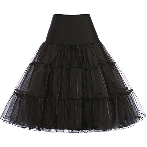 AWEIDS Women's Vintage 1950s Style Petticoat Skirt Tutu Underskirts UK L Black Cover