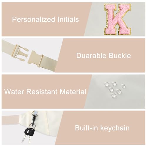 Image of Preppy Birthday Gifts for Women Lady Cute Initial Letter Fanny Pack Sling Bag Trendy Stuff Travel Essentials,Beige K