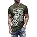 Maglietta a maniche corte da uomo con stampa digitale 3D per fitness e attività all'aria aperta con stampa digitale, Verde militare, 3XL