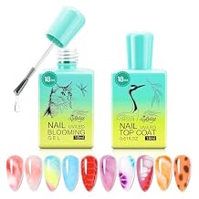 Blooming Gel Nail Kit, 2PCS 18ML No Wipe Top Coat Spreading Gel for Easy Marble Watercolor and Print Nail Painting Effect, Long-Lasting UV/LED, DIY Manicure Gifts for Women Girls