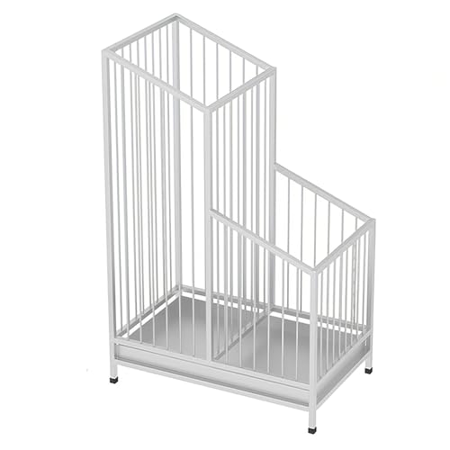 金属製傘立て、室内用大容量傘立て、取り外し可能な滴り受け皿付き、保護用足パッド付き、鉄製素材、ホテルやオフィスに最適です。(White,L)