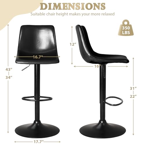 image for LEMBERI Bar Stools Set of 2 Modern Swivel Barstools Counter Height wit