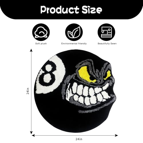 Tapete redondo Angry 8 Ball, 61 cm, suave y antideslizante miniatura 3