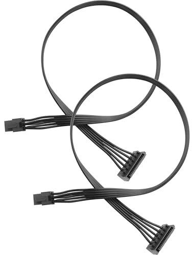 ELFJMZP ATX mini 6PIN to SATA 15 PIN Adapter Extension Cable for Mechanical HDDs, SSDs, DVD/CD-ROMs (16.0 in./40.6 cm)(Pack of 2)