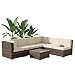 Mucola Polyrattan Lounge XXL Gartenmöbel Set – wetterfeste Sofa Sitzgarnitur mit Tisch, Auflagen & Verbindungsclips – modulare Outdoor Sitzgruppe für Terrasse & Balkon, inkl. Kissen, Braun