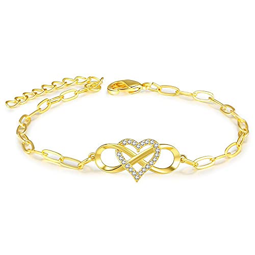 Leyu&Hafort Gold - Plated Cubic Zirconia Infinity Heart Bracelet for Women, Versatile Elegant Design Bracelet
