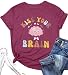 FLOYU Women Teacher Shirts Kiss Your Brain Teacher Shirt Special Education Teacher Tops Casual Teacher Life Clothes Purple