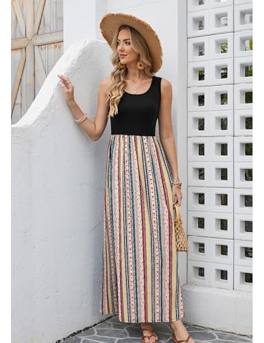 Image of Bluetime Women's Summer Boho Sleeveless Floral Print Tank Long Maxi Dress (S-3XL)