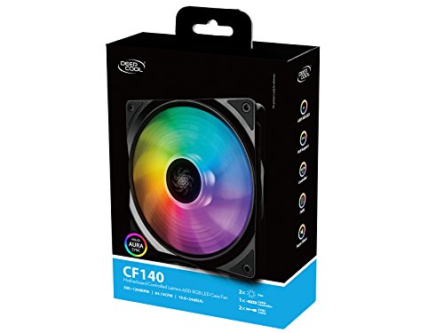 DEEP COOL CF140 Ventole RGB Addressable 140mm, PWM Ventola RGB Flusso Silenzioso ad Alte Prestazioni(2 in 1), Controllabile da Software della Scheda Madre, 5V 3pin ADD RGB (2P Set)