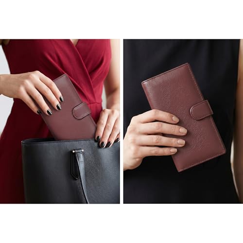 Image of Oak Leathers Checkbook Cover Slim Minimalist For Men with RFID Blocking Credit Card Holder Wallet (Hazel)