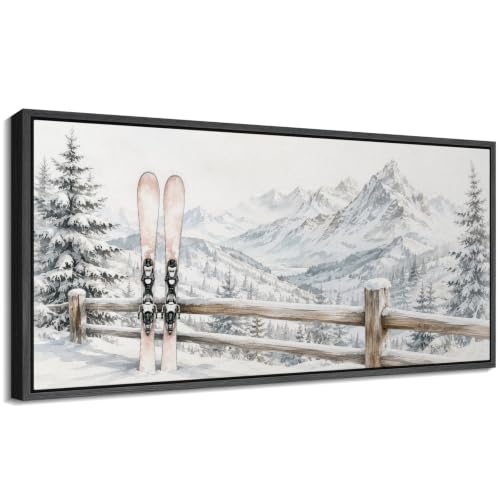 Image of MUDECOR Extra Large Framed Canvas Print Wall Art Ski Art for Living Room