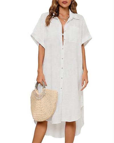 Bsubseach Women Bathing Suit Cover Up Bikini Coverup Button Down Shirt Dress