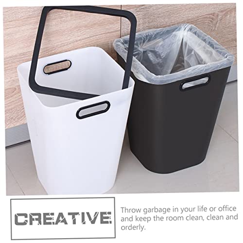 Caneca de basura rectangular blanca de plástico para cocina miniatura 6