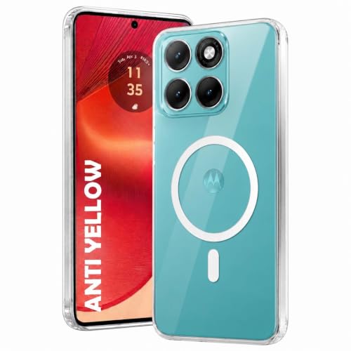 Image of DIZORO Crystal Clear Magnetic Compatible with Motorola Moto g57 Power / g67 Power Back Cover case with Anti-Yellow (Compatible with Magsafe) Anti-Scratch | Shockproof Transparent Cover