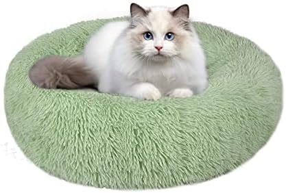 Awolf Cat Beds for Indoor Cats, 20 Inch Fluffy Calming Washable Cat Bed for Small Medium Large Cat & Dog, Self Warming Donut Faux Fur Cat Bed with Slip-Resistant Bottom